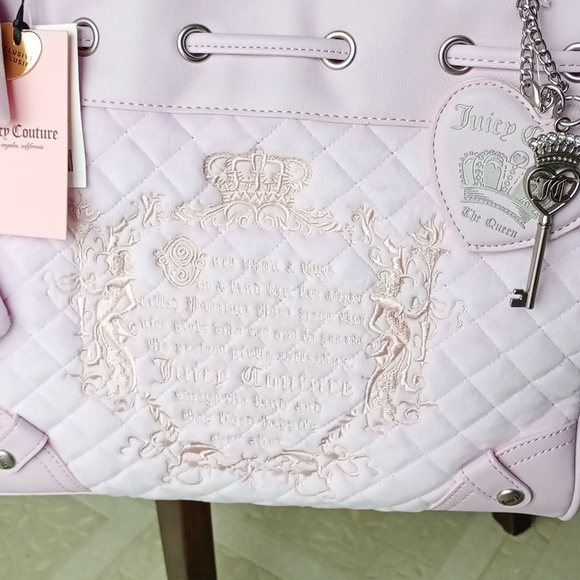 Juicy Couture Light Lavender Quilted Daydreamer with Bow & Heart Key Charm - Picture 3 of 4